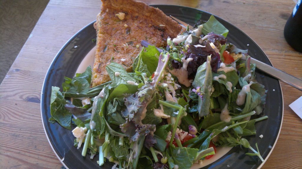 crab tart, wild salad