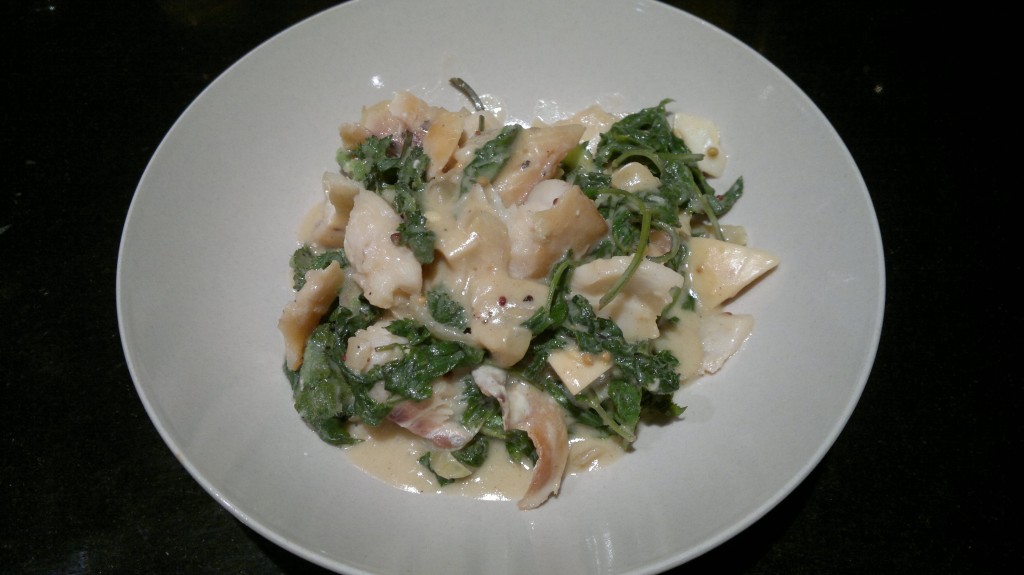 creamy smoked haddock with wild veg